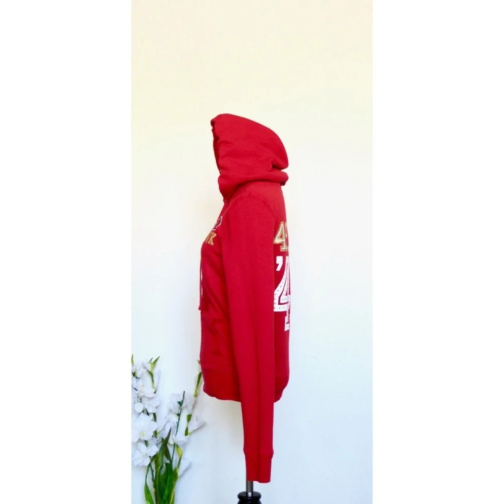 Victoria's Secret PINK NFL San Francisco 49ers Hoodie Zip Jacket Bling Red SZ S